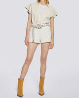 LANDO LEATHER SHORT SLEEVE V NECK TOP image number null